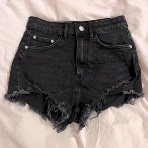zara black denim shorts